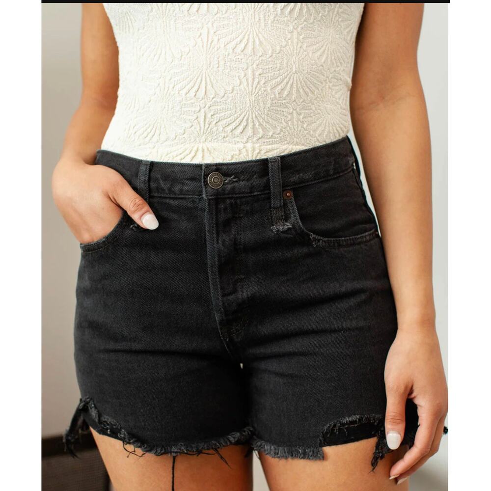 NWT Free People Makai Washed Black‎ Cut Off Shorts Women's Size 24